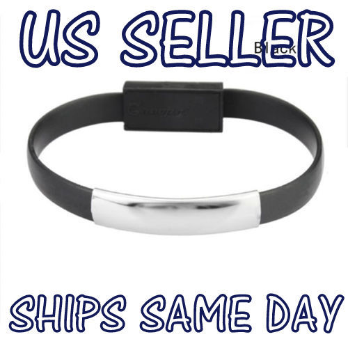 NEW Micro USB To USB Cable Bracelet Charger Data Sync Cord Wristband Black