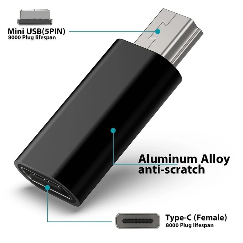 USB C To Mini USB 2.0 Adapter 2 Pack Type C Female Male Convert Connector - USA gallery