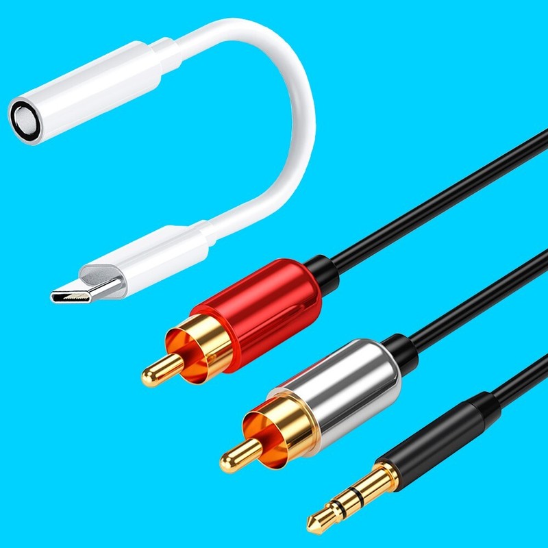 High Stability Type C to 3.5mm Jack Audio Adapter + RCA Cable for Huawei P30 Pro