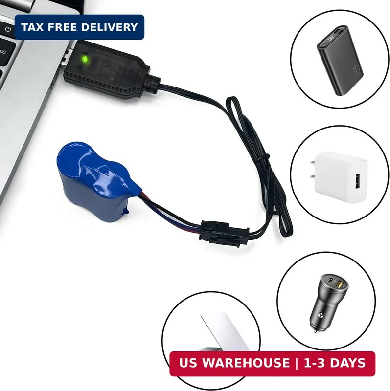 [2 Pack]BaiWeiDun 7.4V USB Charger Cable with SM-3PIN Plug Compatible RC Car RC gallery