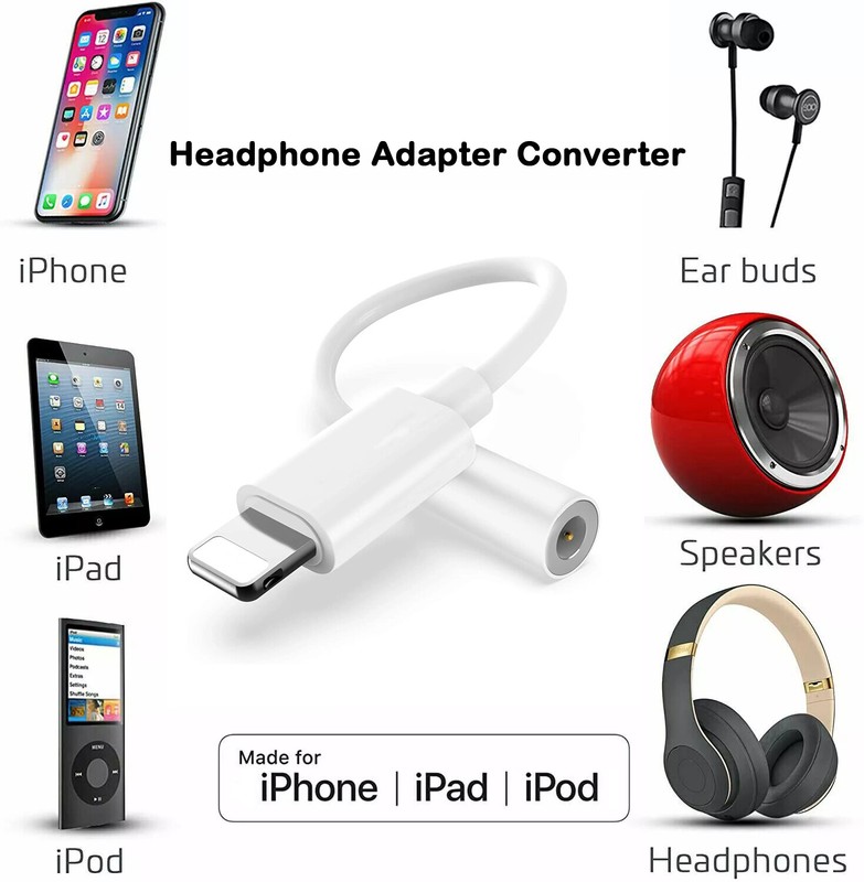 For iPhone/ iPod Headphone Adapter Jack 8 Pin to 3.5mm Aux Cord Dongle Converter gallery