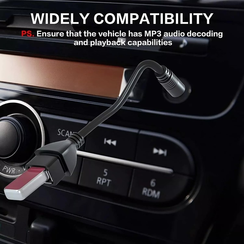 Aux to USB Car Adapter for MP3 Decoding, 3.5mm Male to USB Female Cable gallery