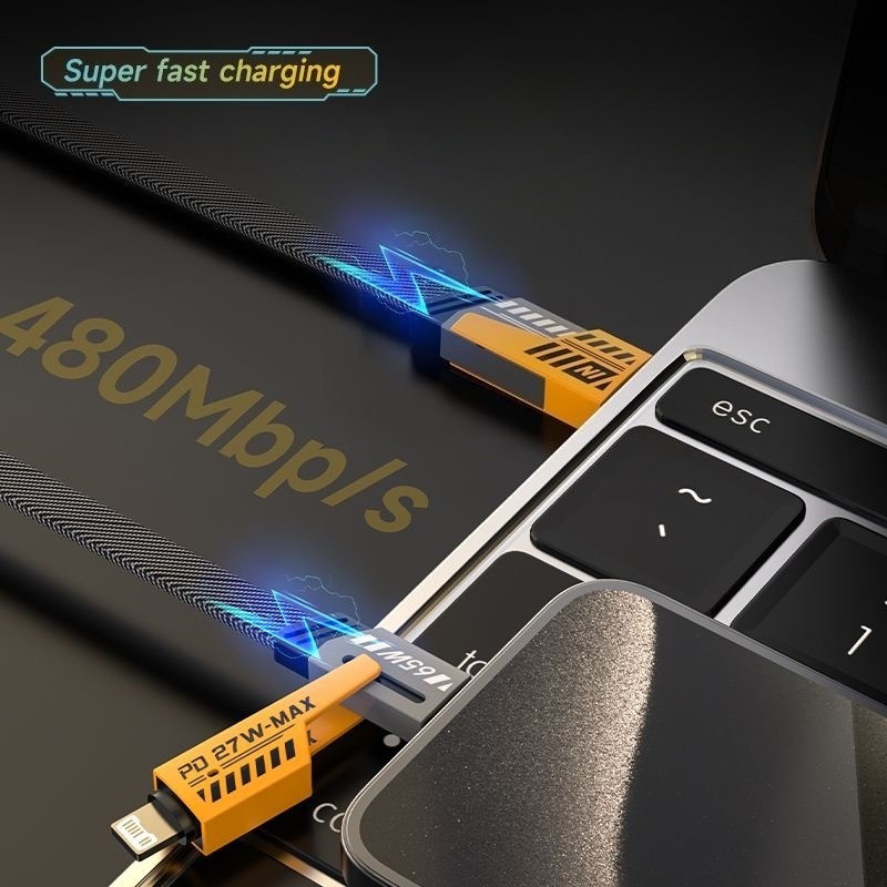 4-in-1 USBC Cable PD27W/65W Dual Type-C Fast Charging Data Cord for Laptop/Phone gallery