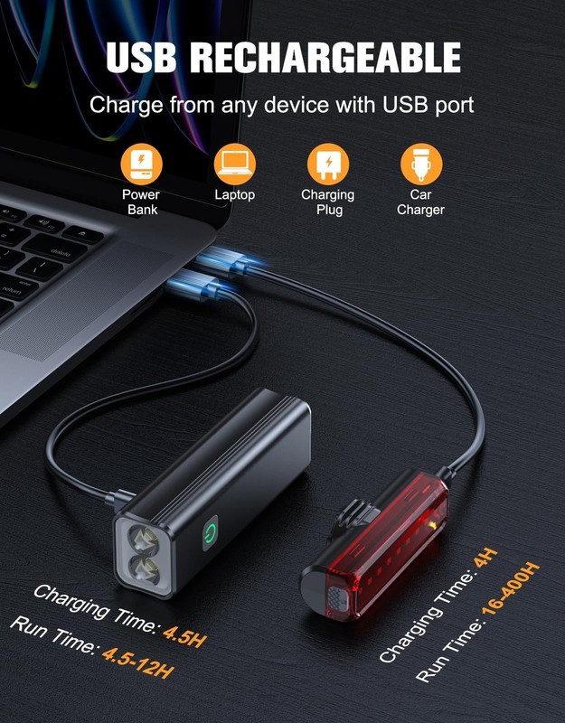 Bike Lights, 1200 Lumen USB Rechargeable LED Bike Light Set, Super ... Fast Ship gallery