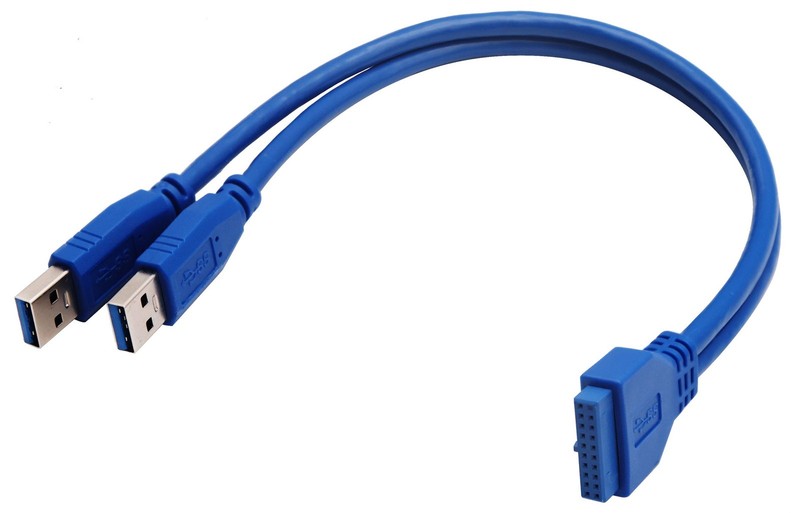 2 Port USB 3.0 Splitter 30cm/12in, Dual A Male to 20 Pin Motherboard Header, PC gallery