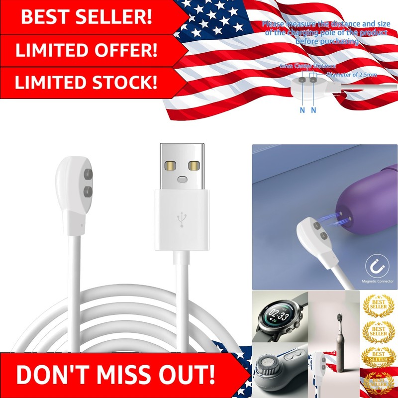 Versatile 2.7ft Magnetic Charger Cord for Rechargeable Toys & Facial Cleansers