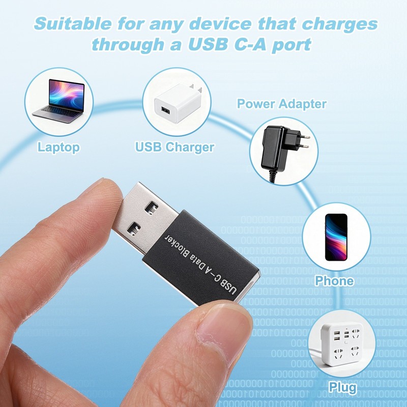 2 Pcs USB Data Blocker, USB A to C Data Protector Black gallery