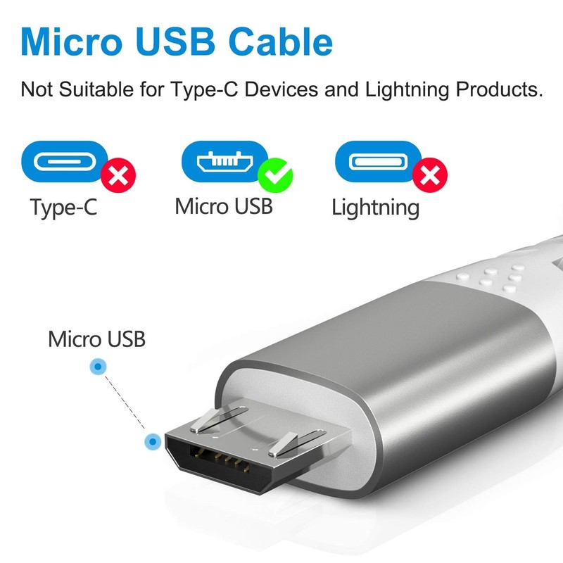 2-Pack 16ft Micro USB Cables - Durable, Fast Charging & Sync for All Devices gallery
