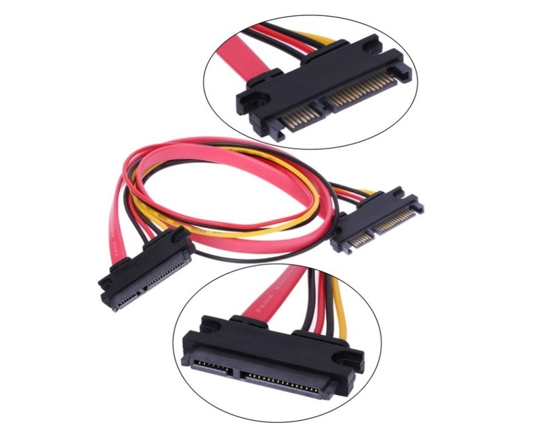2PCS 50cm SATA 22 Pin Female to SATA(7+15) Pin Male Data Power Combo Extension gallery