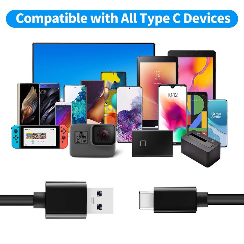 USB Type C Fast Data 3.28ft Charging Cable for Samsung LG Huawei Android Tablets gallery