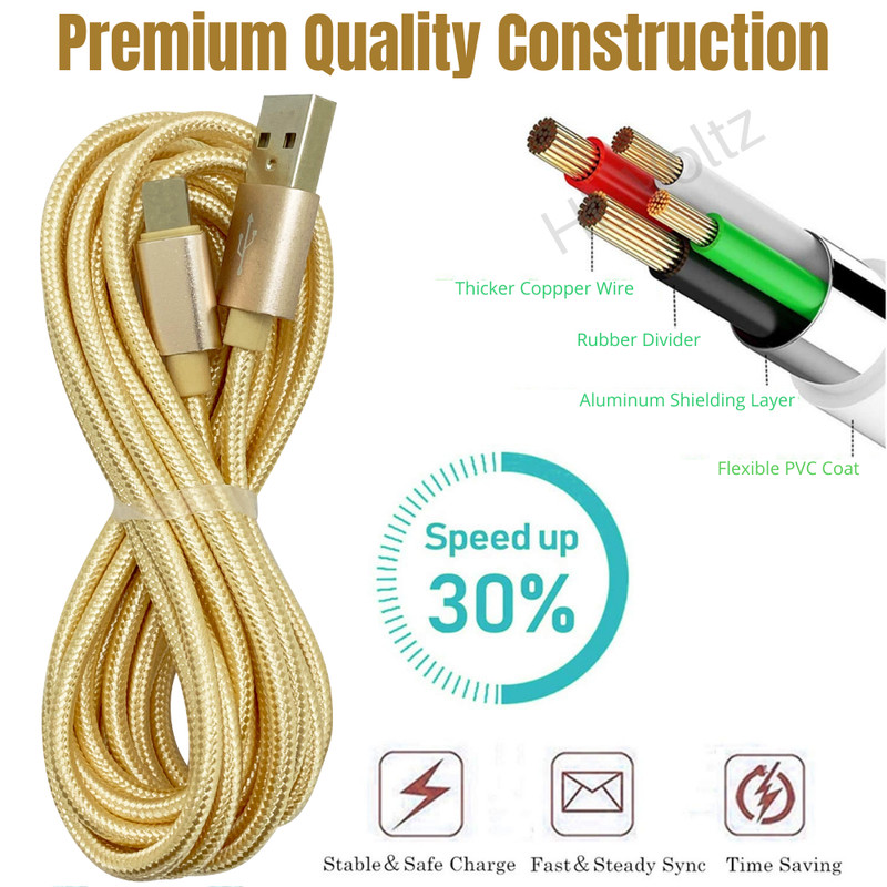 10Ft Long USB Fast Charger Cable For iPhone 14 13 12 11 8 Braided Charging Cord gallery