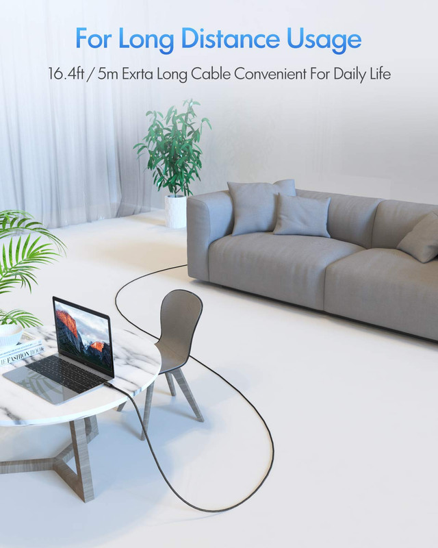 Long USB-C to USB-C Cable 15Ft - PD 60W Fast Charge, Durable Double Braided Nylo gallery
