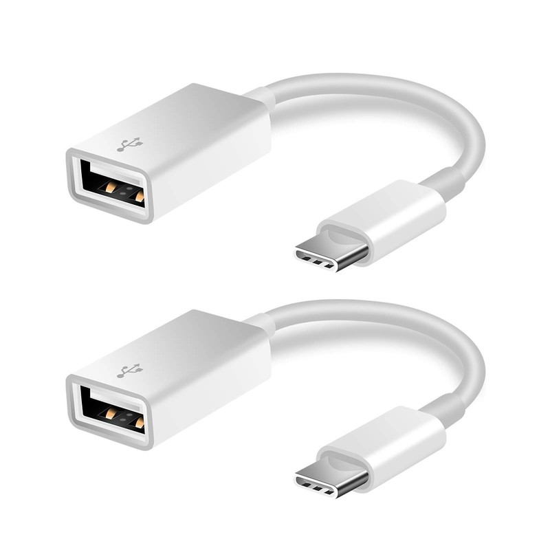 2PCS USB C to USB Adapter Type C OTG USB A Female Converter White Cable