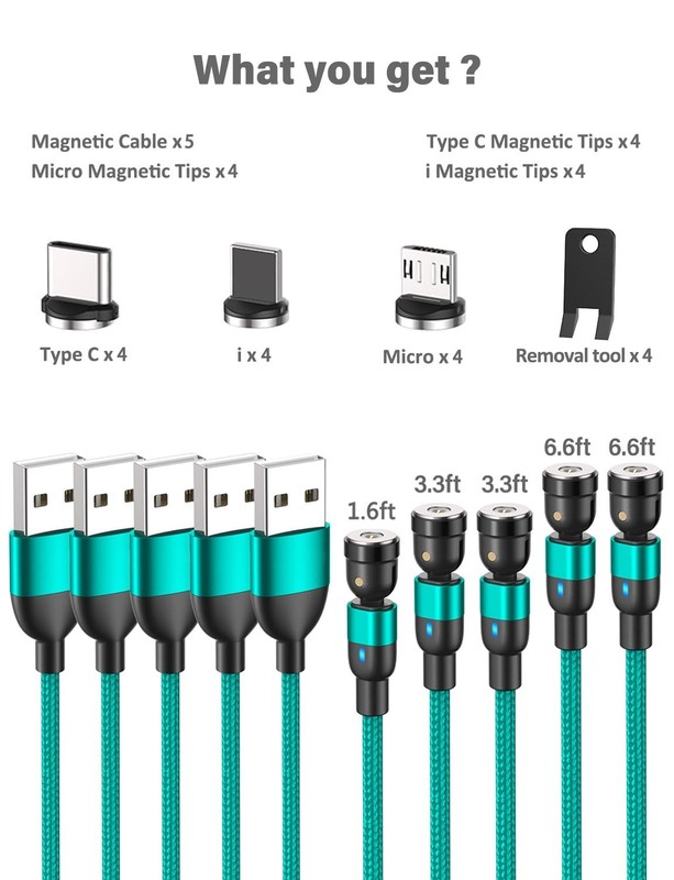 Magnetic Charging Cables - Braided, 360° Rotation & Dustproof for All Devices gallery