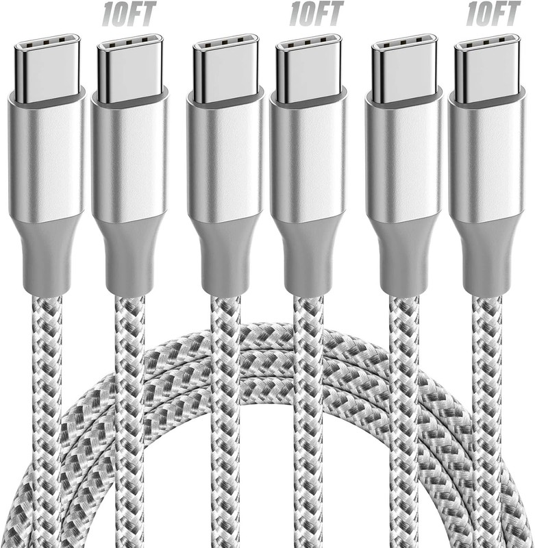 KYEHD USB C Cable，3 Pack 10FT 60W Fast Charging USB C to USB C Cable, Durable Ty