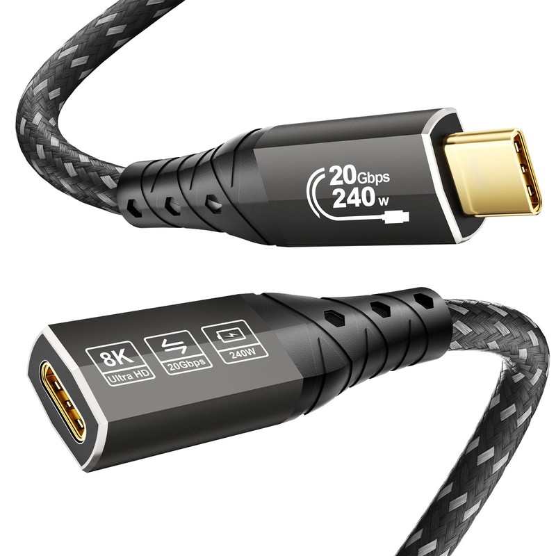 20Gbps USB-C Extension Cable 3.3FT Male To Female 8K/4K 240W Thunderbolt 4