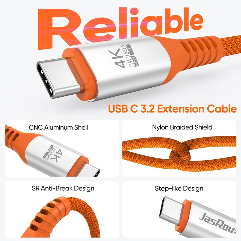 USB Extension Cable 3ft 2Pack, 20Gbps Data Transfer USBC 3.2 Gen 2, 240W Char... gallery