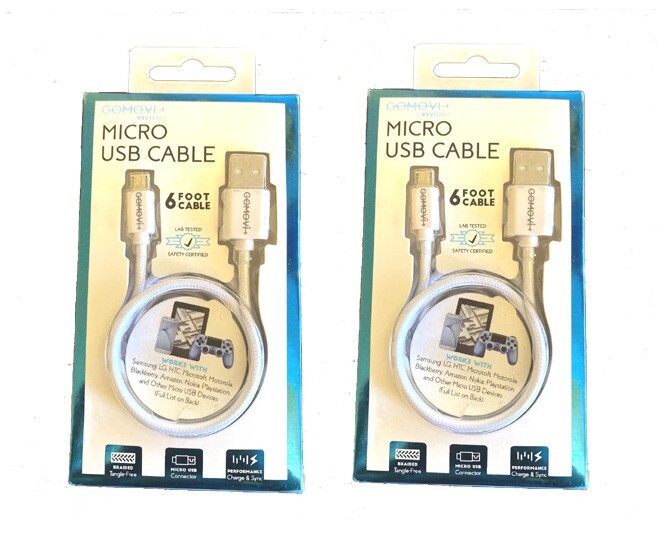 2X GOMOVI White Micro USB Charger Cable For LG, Motorola, Samsung Android Phones