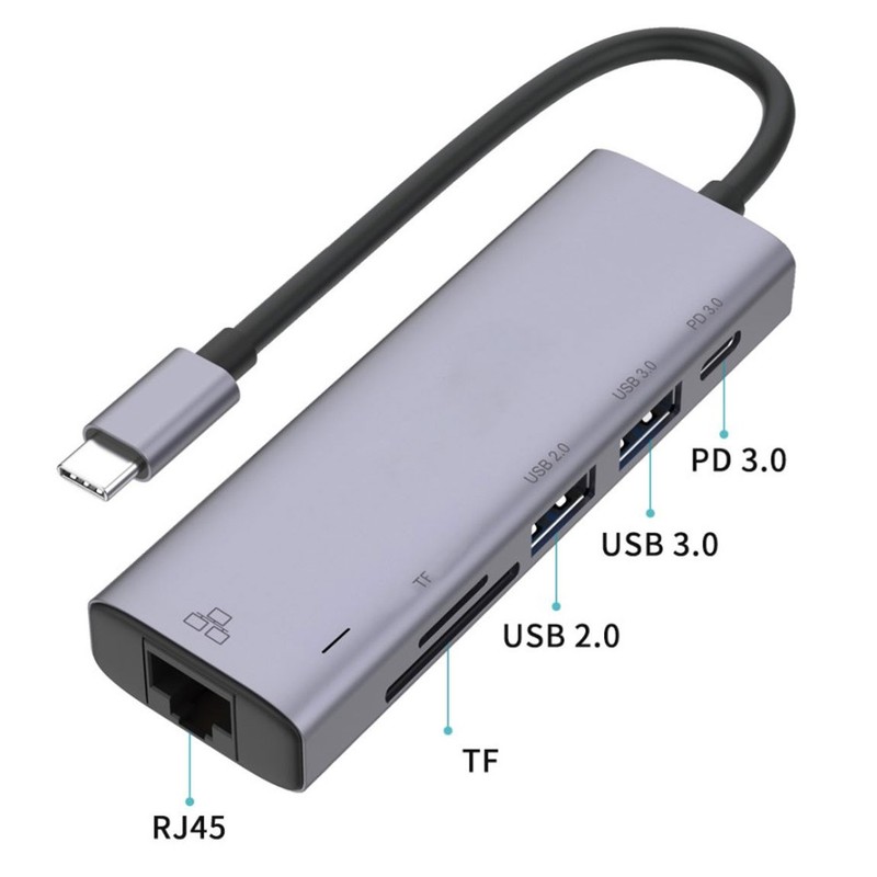 For TCL Flip 3/Flip 4 - USB-C Hub 6-in-1 Adapter RJ45 Ethernet Port TYPE-C PD gallery