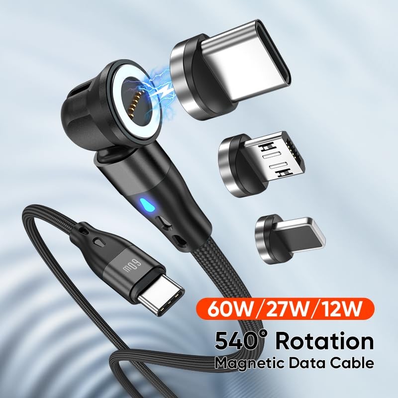 Generic Magnetic PD 60W USB C Charging Cable 3.3ft Black 1pc Aluminum gallery