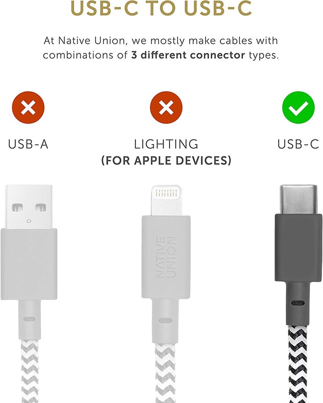 🔥Native Union Belt Cable 4' USB-C to USB-A Cable - Zebra OPEN NEW🔥 gallery
