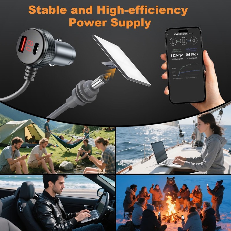 Starlink Mini Cable 3In-1 Starlink Mini Car Adapter with Digital Display Durable gallery