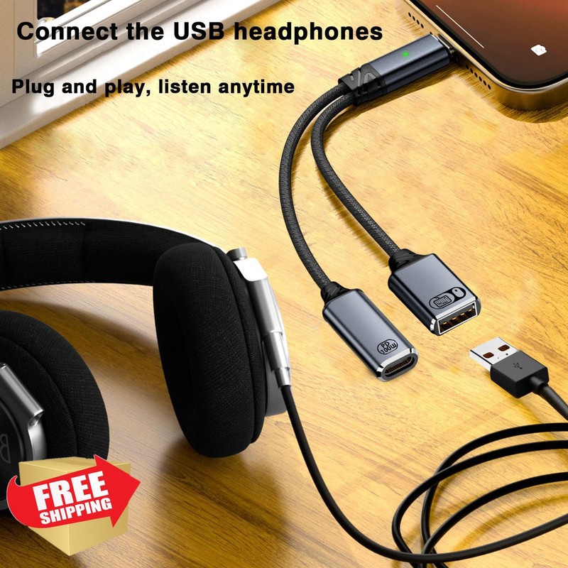 URANT 2-in-1 USB C OTG splitter gray gallery