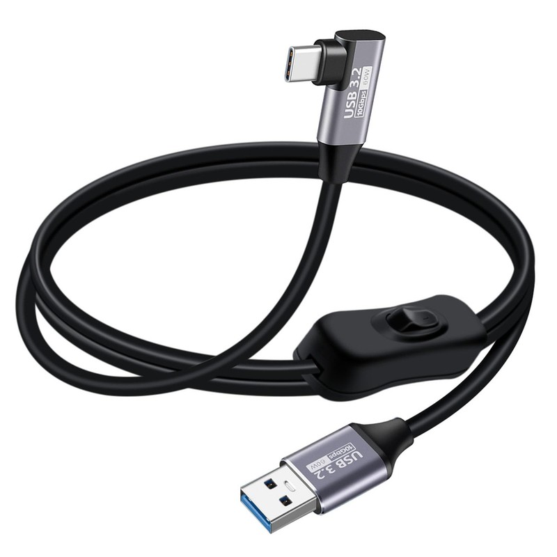 90 Degree USB C Cable Switch 3.2 Fast Charging 60W 3A 10Gbps Laptop 3.2FT 1m