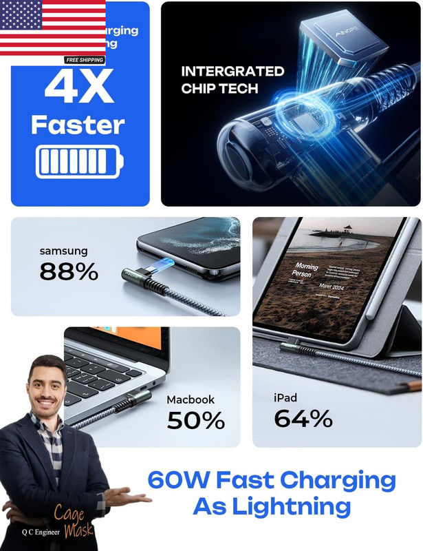 USB C to USB C Cable (60W 2Pack 6.6Ft) C to C Cable Fast Charging Type C Charger gallery