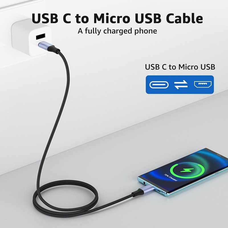 Cieoaos USB C to Micro Cable 3FT Type C 3FT, Gray gallery