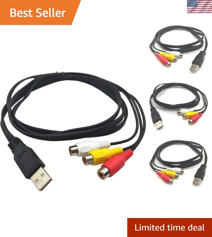 USB to 3RCA Cable, 5 Feet/1.5m USB 2.0 Male to 3 RCA Female Jack Splitter Aud…