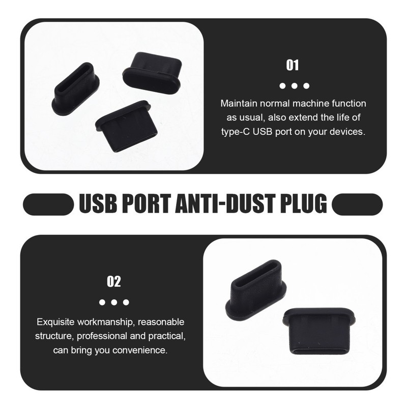 30Pcs Reliable Black Silicone USB Type C Port Stopper Caps for Laptop Protection gallery
