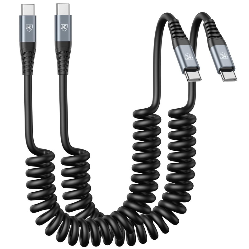 Coiled USB C to C Cable 3ft 2-Pack - Fast Charging Type C Charger for iPhone & S gallery