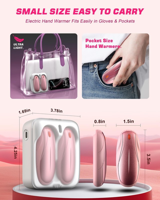 Hand Warmers Rechargeable 2 Pack, 14000mAh Electric Hand Warmers with Chargin... gallery