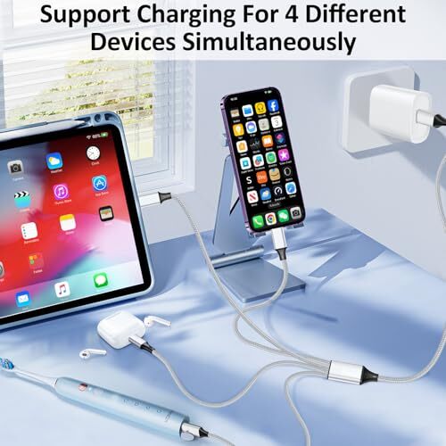 USB C Splitter Multi Charging Cable USB A C PD QC 3.1A Fast 2Pack 4Ft gallery