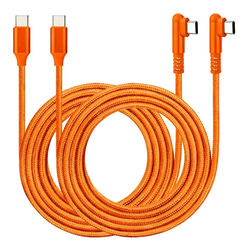 USB C to USB C Cable 2 Pack 60W Fast Charging 2ft Right Angle Nylon Braided gallery