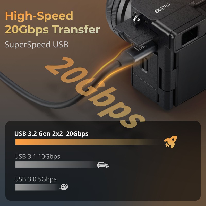 SmallRig USB C to USB C Data Cable 1.97ft/ 60cm/ 23.6" (Straight to Angled) 4791 gallery