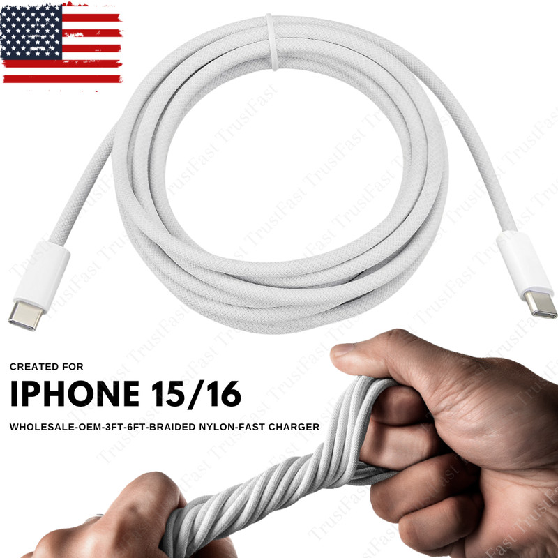 USB-C to USB-C Cable Fast Charger Data Cord For iPhone16/15/Plus/ProMax/iPad Lot