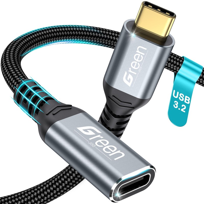 USB C Extension Cable 6.6FT, 20Gbps/240W USB3.2 Type C Extender Cord, 4K@60Hz Vi
