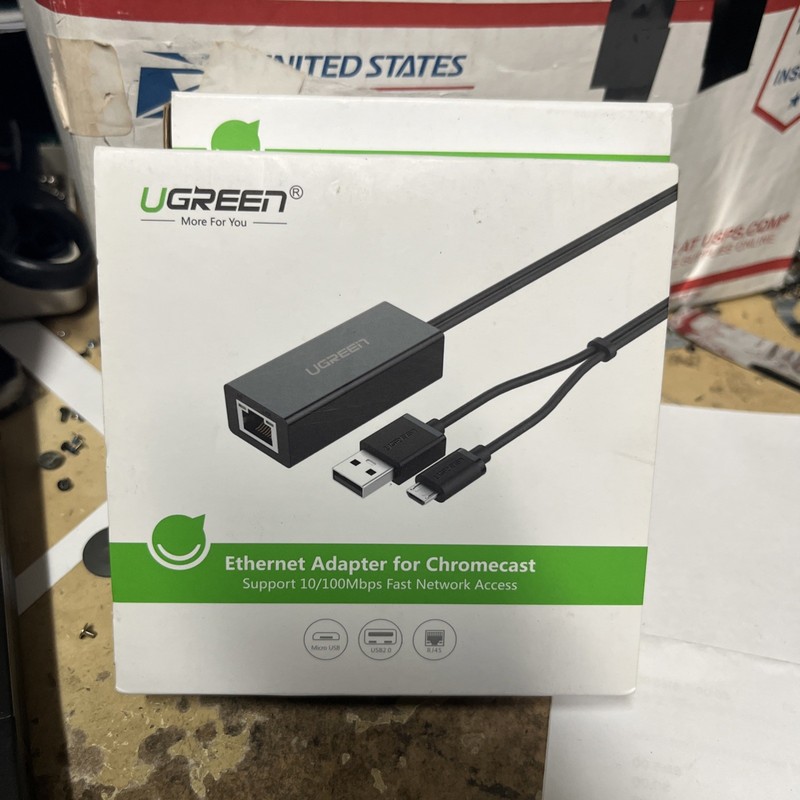 Ugreen 30985 Micro-USB 100Mbps Ethernet Adapter for Chromecast Sealed in Box