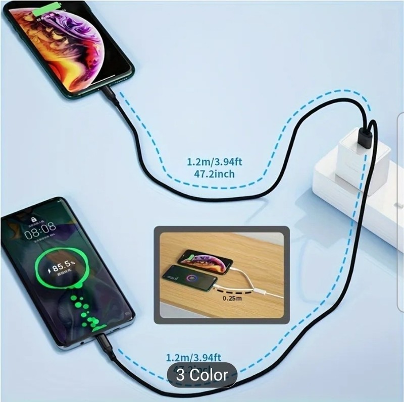 USB 2.0 Type-A Male 2 In 1 Double Type C Cable DC 5V 2.5A For Type-c 2 in 1 Char gallery