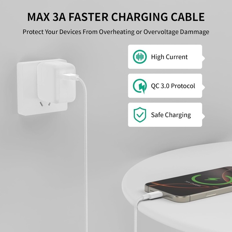 3-Pack 10FT USB A to USB C Cable for CarPlay Fast Charging Type-C Mobile Devices gallery