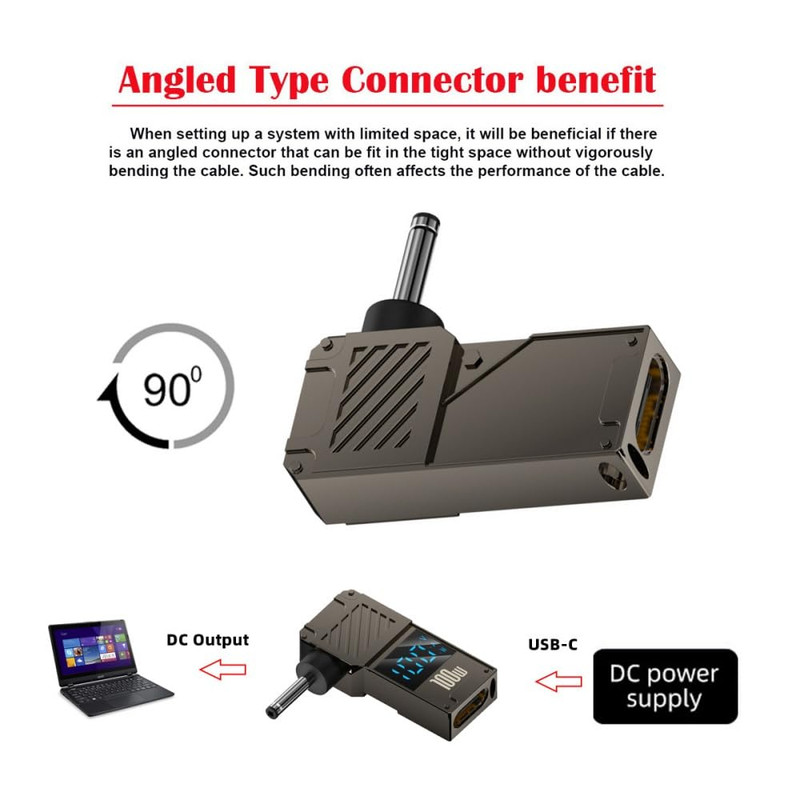 USB C to DC Adapter,Usb C Female to DC 3.0X1.1Mm Barrel Jack Plug PD 100W Laptop gallery