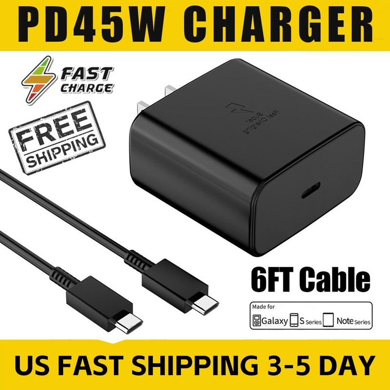 For Samsung Galaxy S22 Ultra Super Fast 45W Type USB-C Wall Charger & 6ft Cable