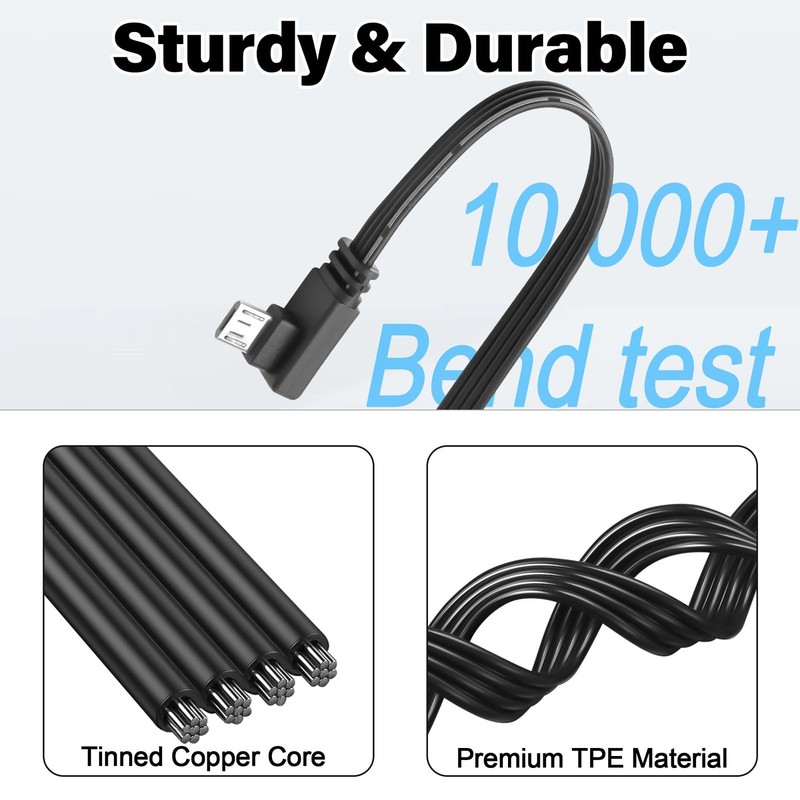 Right Angle USB A to Micro 5Pin Cable Flat Charging Cord Short Fits 1 FT gallery