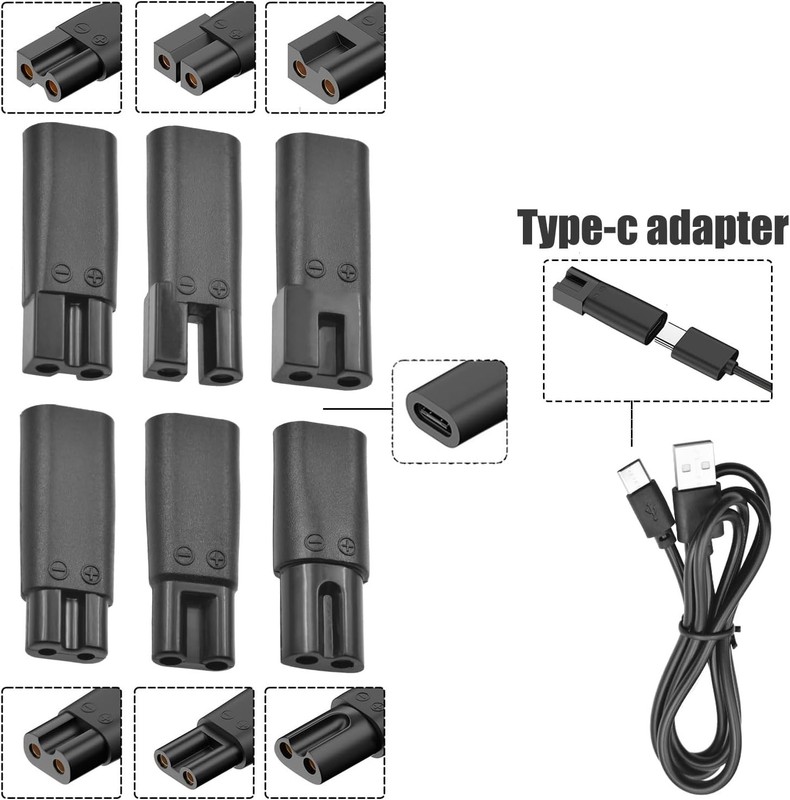 Upgraded 9PCS Type-C Charger Set for Hair Clippers, Shavers, and Beauty Tools gallery