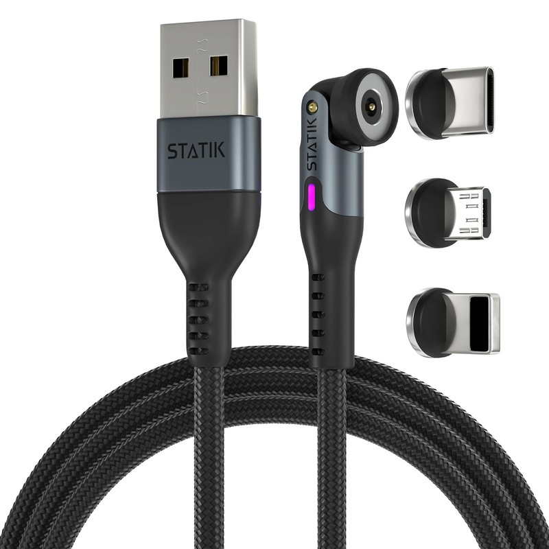Statik 360 Magnetic Phone Charger 2nd Gen With Multi USB C Tips Cord Black gallery