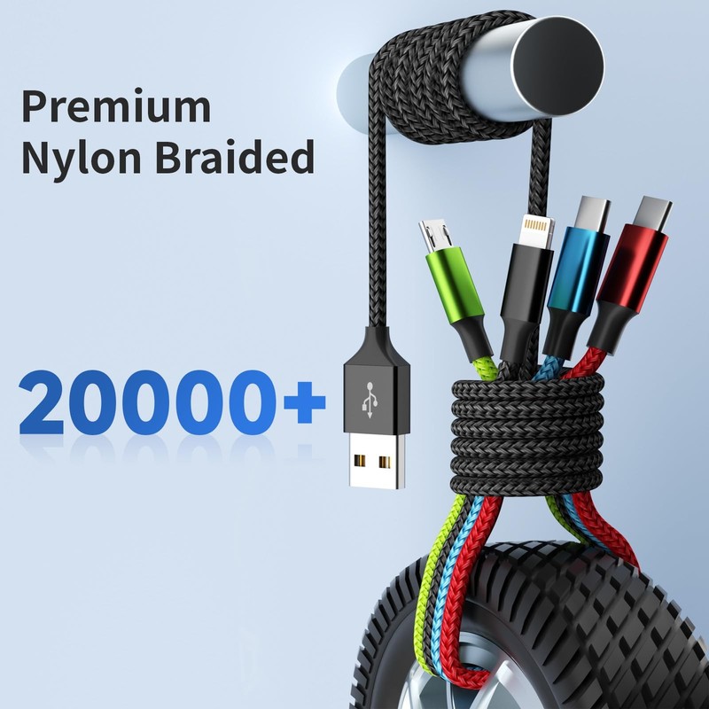 Firsting 4 in 1 Multi Charging Cable [2Pack 5 feet, Black_Red_Blue_Green gallery