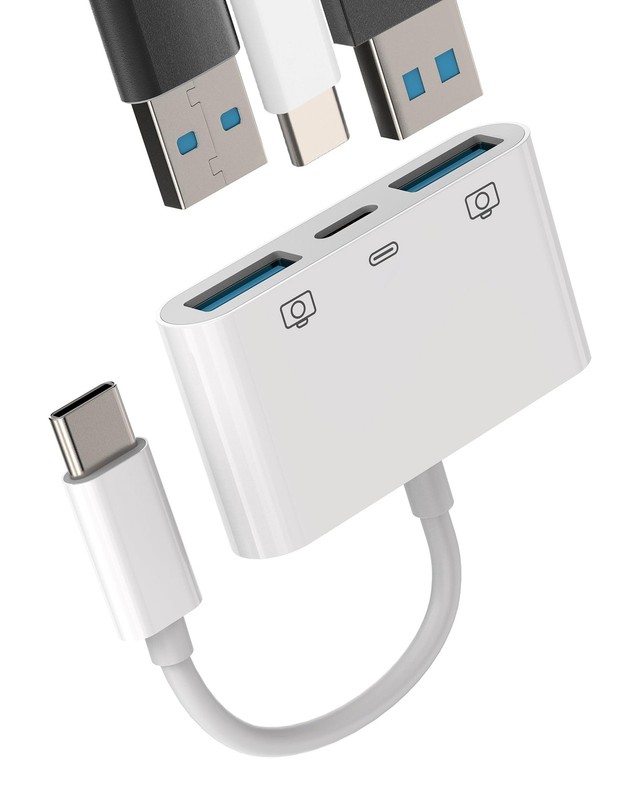 USB-C to Dual USB A Adapter(3in1) Type-C Charge Cable C+2USB 1Pack