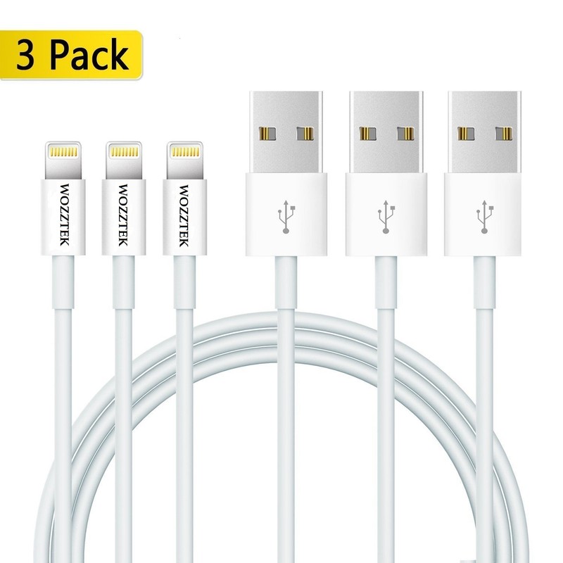 5 Pack Apple Sync Iphone 7 8 X USB cable 8 Pin Charging Cord 3ft White